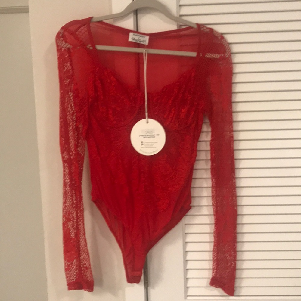 Runaway the Label Red Lace Bodysuit. Brand New.